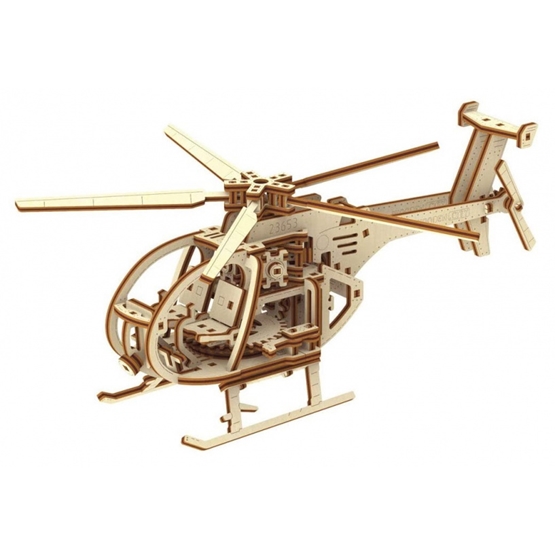 Wooden City - Construction Helicopter Boys Wood Brun 173-Piece
