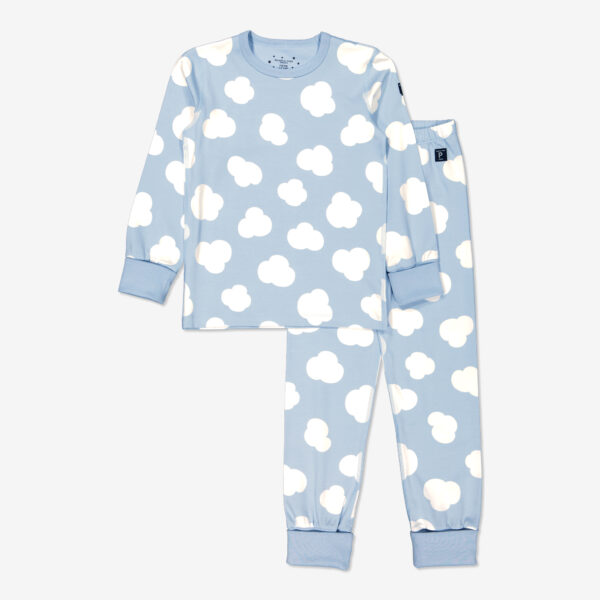 Tvådelad pyjamas med moln-tryck ljusblå